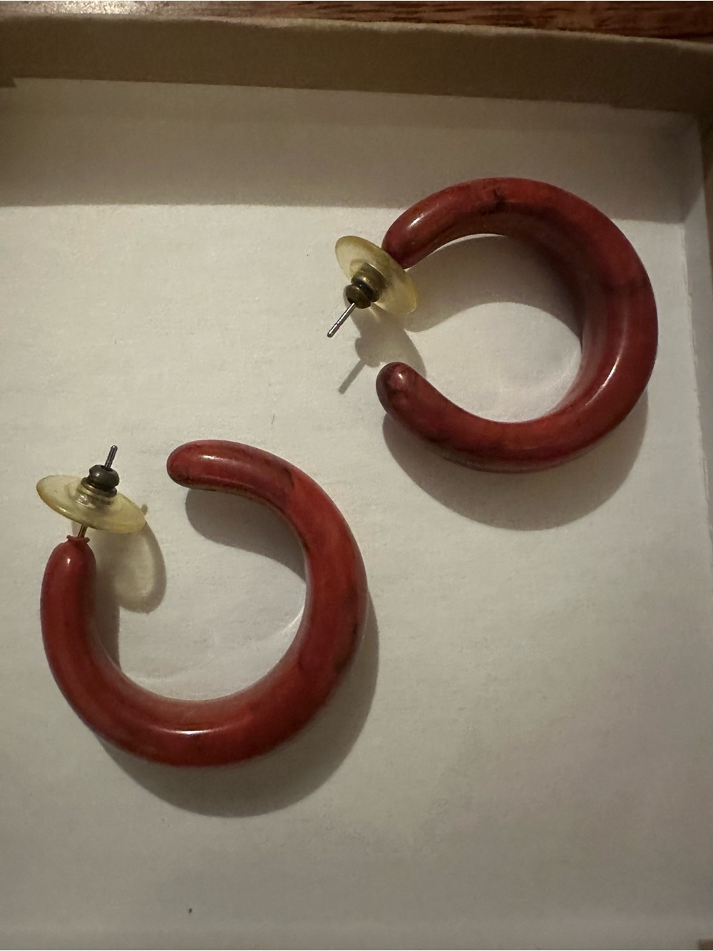 Red Hoop Earrings - Classic Resin Hoops